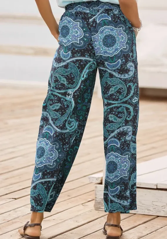 Lange Hosen|Vivance Palazzohose Blau-Bedruckt