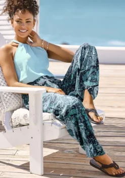 Lange Hosen|Vivance Palazzohose Blau-Bedruckt
