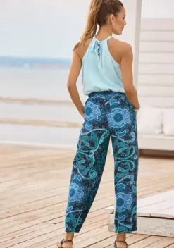 Lange Hosen|Vivance Palazzohose Blau-Bedruckt