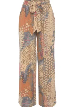 Lange Hosen|Buffalo Palazzohose Orange-Blau-Bedruckt