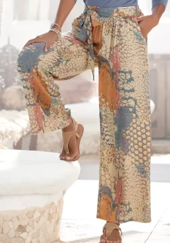 Lange Hosen|Buffalo Palazzohose Orange-Blau-Bedruckt
