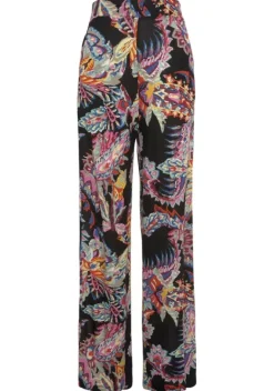 Lange Hosen|Buffalo Palazzohose Schwarz-Bunt Bedruckt