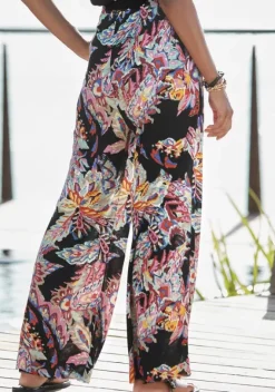 Lange Hosen|Buffalo Palazzohose Schwarz-Bunt Bedruckt