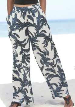 Lange Hosen|s.Oliver Palazzohose Sand-Schwarz Bedruckt