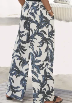 Lange Hosen|s.Oliver Palazzohose Sand-Schwarz Bedruckt