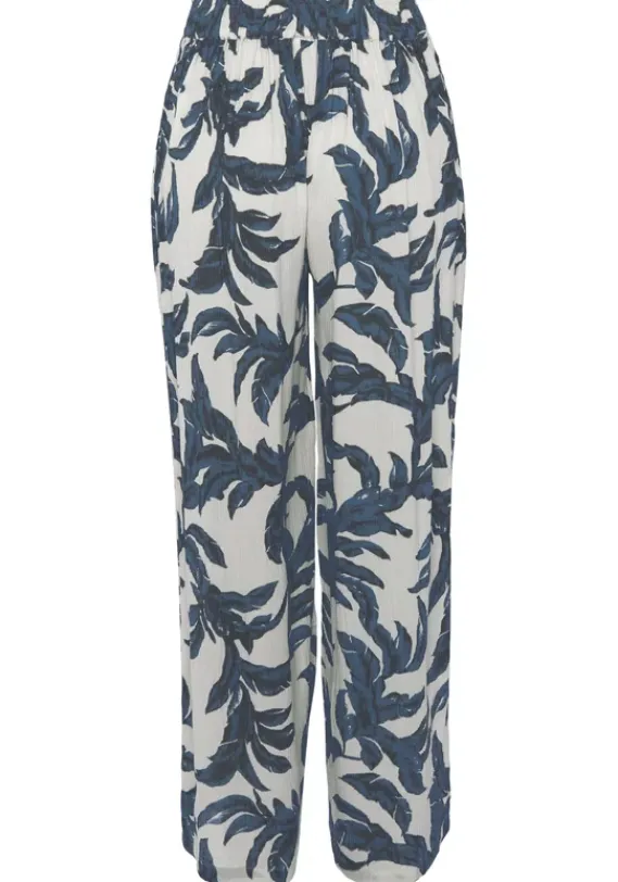 Lange Hosen|s.Oliver Palazzohose Sand-Schwarz Bedruckt