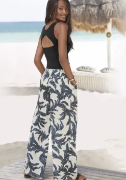 Lange Hosen|s.Oliver Palazzohose Sand-Schwarz Bedruckt