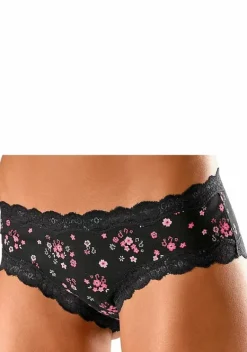 Pantys|Buffalo Panty Koralle-Geblumt, Petrol-Geblumt, Schwarz-Uni
