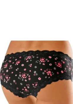 Pantys|Buffalo Panty Koralle-Geblumt, Petrol-Geblumt, Schwarz-Uni