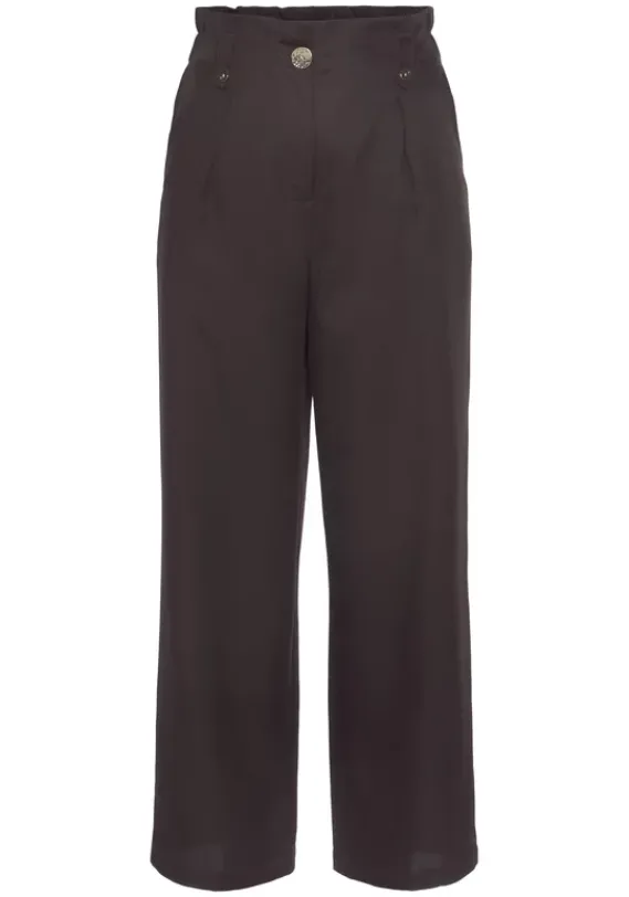Lange Hosen|LASCANA Paperbag-Hose Aubergine-Washed