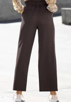 Lange Hosen|LASCANA Paperbag-Hose Aubergine-Washed