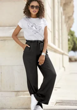 Lange Hosen|LASCANA Paperbag-Hose Schwarz
