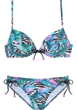 Push-Up-Bikinis|Vivance Push-Up-Bikini"Piuma" Schwarz-Bedruckt-Bunt