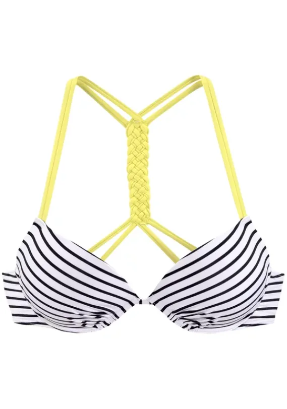 Push-Up-Bikinis|Venice Beach Push-Up-Bikini-Top"Camie" Schwarz-Weis-Limette