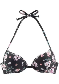 Push-Up-Bikinis|Sunseeker Push-Up-Bikini-Top"Ditsy" Schwarz-Bedruckt