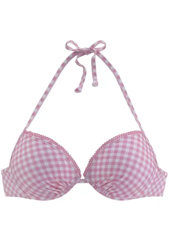 Push-Up-Bikinis|Buffalo Push-Up-Bikini-Top"Karo" Rosa-Kariert