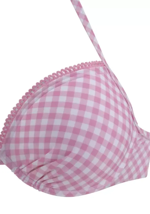 Push-Up-Bikinis|Buffalo Push-Up-Bikini-Top"Karo" Rosa-Kariert