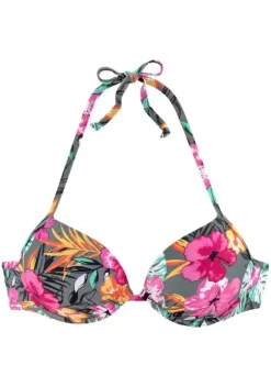 Push-Up-Bikinis|Buffalo Push-Up-Bikini-Top"Pine" Oliv-Bedruckt