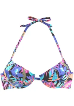 Push-Up-Bikinis|Bench. Push-Up-Bikini-Top"Pitch" Schwarz-Bedruckt