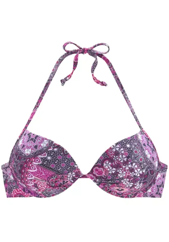Push-Up-Bikinis|Buffalo Push-Up-Bikini-Top"Shari" Aubergine-Bedruckt