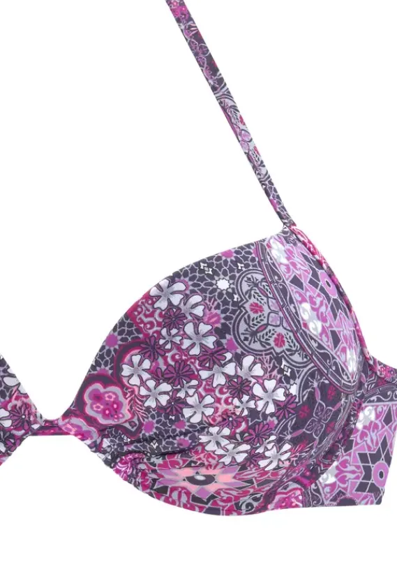 Push-Up-Bikinis|Buffalo Push-Up-Bikini-Top"Shari" Aubergine-Bedruckt