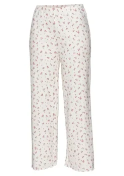 Nachhaltige Nachtwasche|s.Oliver Pyjamahose Ecru-Geblumt