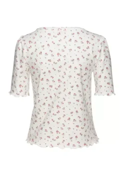 Nachhaltige Nachtwasche|s.Oliver Pyjamaoberteil Weis-Geblumt