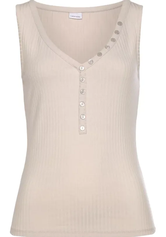 Damenshirts|LASCANA Ripptanktop Beige