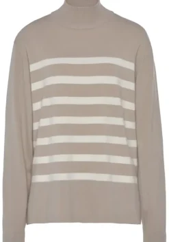 Pullover|LASCANA Rollkragenpullover Sand/Creme