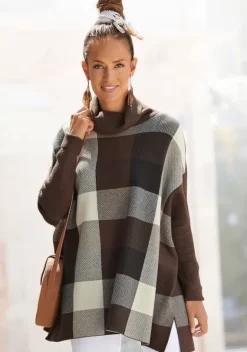 Pullover|LASCANA Rollkragenpullover Braun-Kariert
