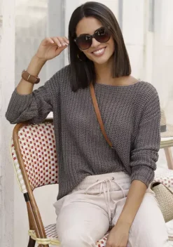 Pullover|LASCANA Rundhalspullover Khaki