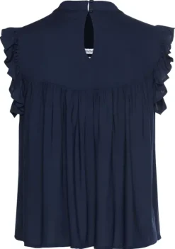 Blusen|LASCANA Ruschenbluse Marine-Weis