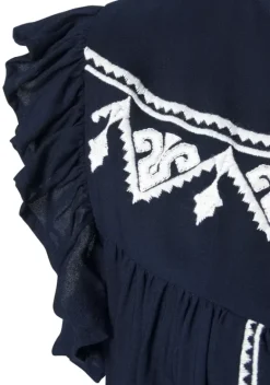 Blusen|LASCANA Ruschenbluse Marine-Weis