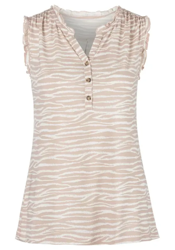 Strandmode|LASCANA Ruschentop Rose-Bedruckt