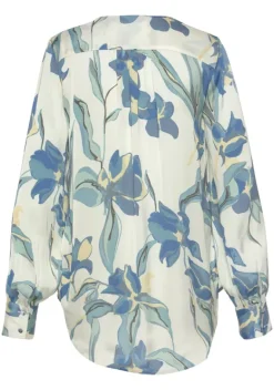 Blusen|LASCANA Satinbluse Creme Bedruckt
