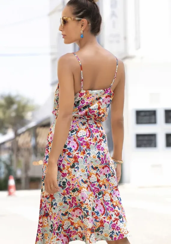 Kurze Kleider|LASCANA Satinkleid Bunt-Bedruckt