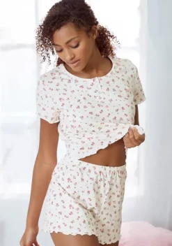 Nachhaltige Nachtwasche|s.Oliver Schlafshorts Weis-Geblumt