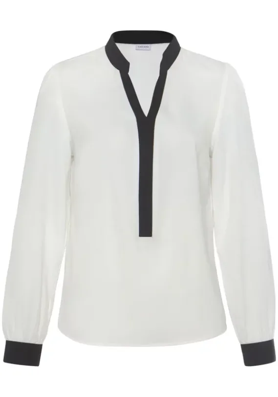 Blusen|LASCANA Schlupfbluse Weis-Schwarz