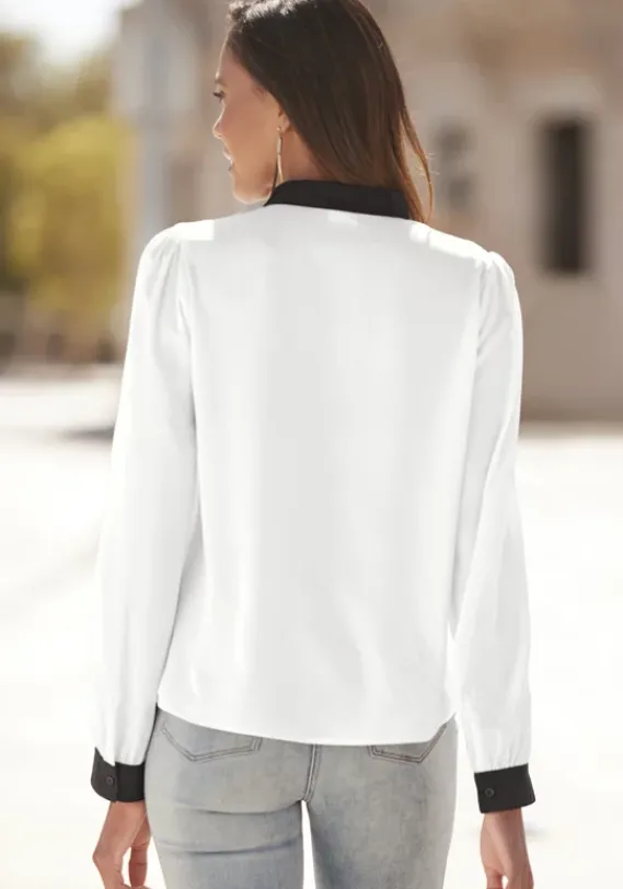Blusen|LASCANA Schlupfbluse Weis-Schwarz
