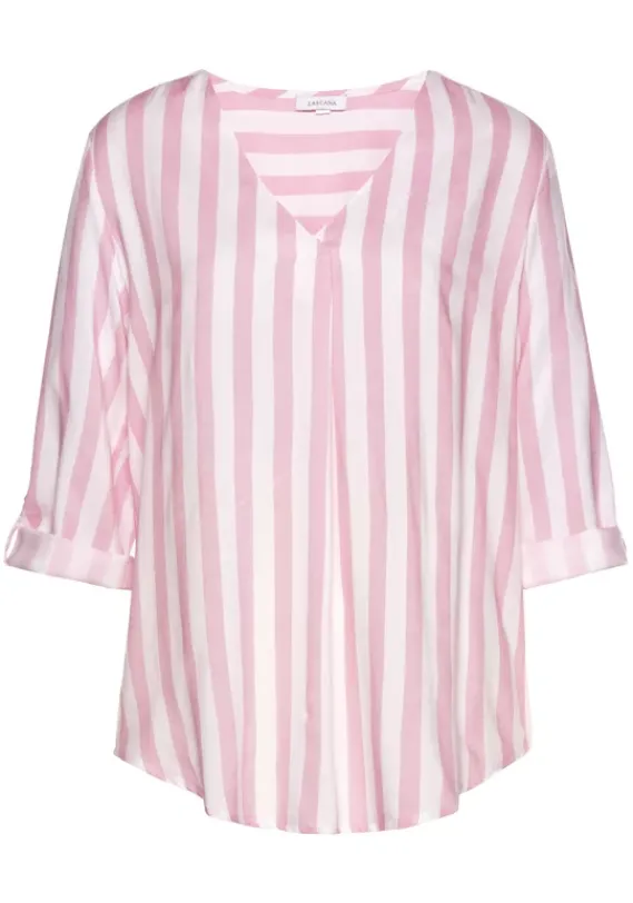 Blusen|LASCANA Schlupfbluse Weis-Rosa