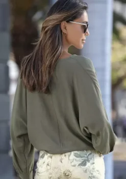 Blusen|Vivance Schlupfbluse Khaki