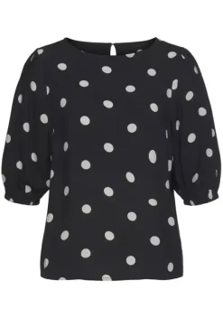 Blusen|Vivance Schlupfbluse Schwarz-Weis-Bedruckt