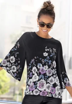 Blusen|LASCANA Schlupfbluse Schwarz-Bedruckt