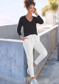 Lange Hosen|LASCANA Schlupfhose Creme