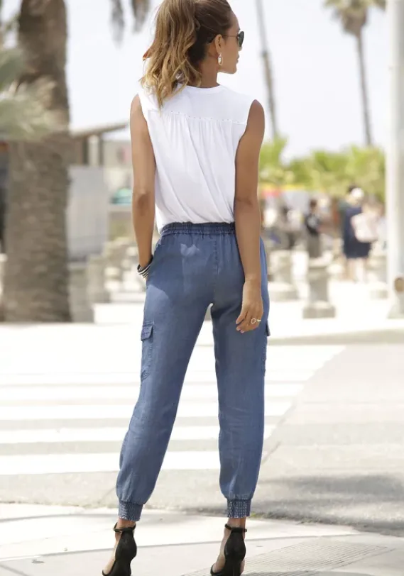 Lange Hosen|LASCANA Schlupfhose Denim-Blue