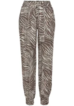 Lange Hosen|LASCANA Schlupfhose Braun-Lindgrun Bedruckt