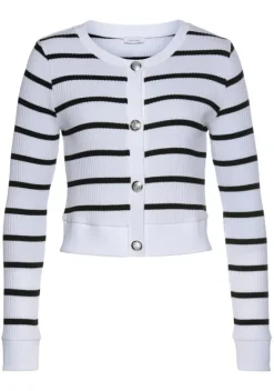 Strandmode|LASCANA Shirtjacke Weis-Schwarz-Gestreift