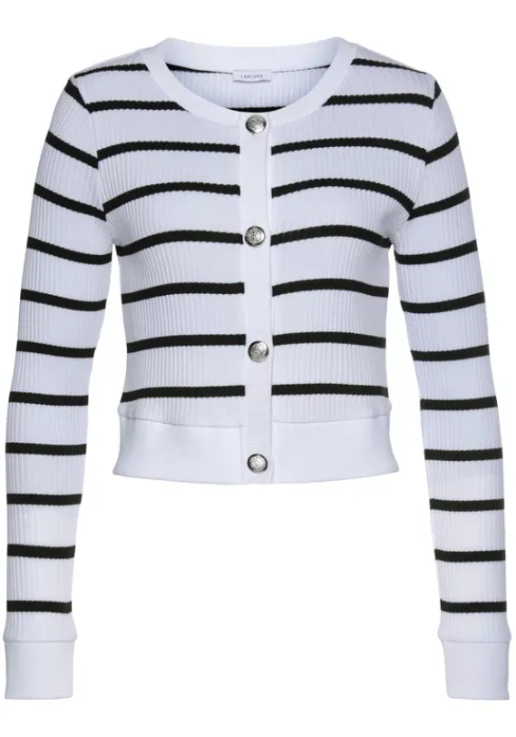 Strandmode|LASCANA Shirtjacke Weis-Schwarz-Gestreift