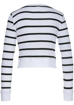 Strandmode|LASCANA Shirtjacke Weis-Schwarz-Gestreift