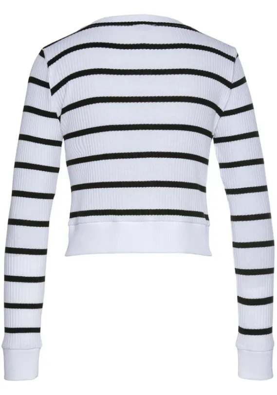 Strandmode|LASCANA Shirtjacke Weis-Schwarz-Gestreift